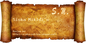 Siska Miklós névjegykártya
